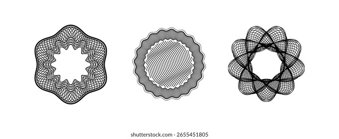 Vector de roseta Guilloche en color negro