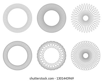 Guilloche Rosettes Linear Background protective patterns for Diploma Banknotes and Certificates in Vector