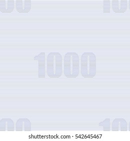 Guilloche seamless background. Monochrome guilloche texture with text 1000. Money pattern. Digital watermark for security papers, certificates, vouchers, banknotes, money designs, currency etc