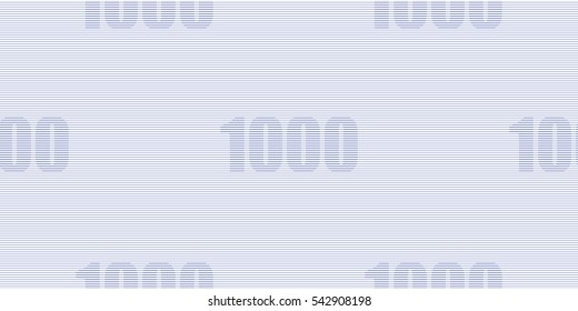 Guilloche seamless background. Monochrome guilloche texture with text 1000. Money pattern. Digital watermark for security papers, certificates, vouchers, banknotes, money designs, currency etc