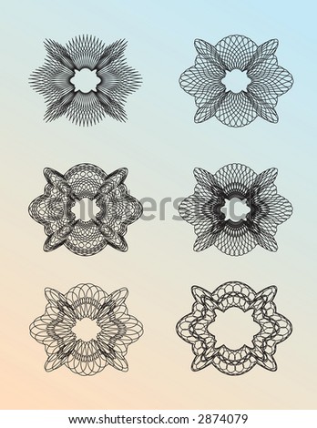 Guilloche Set 01 - set of 6 different guilloche patterns