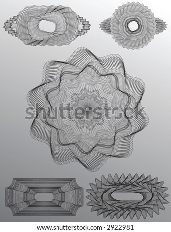  Guilloche Set 04 - set of 5 different guilloche patterns
