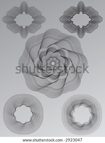  Guilloche Set 04 - set of 5 different guilloche patterns