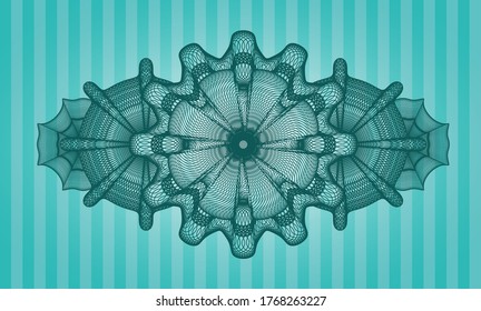 Insignia turquesa guilloche. Fondo elegante de las barras. Ilustración. 