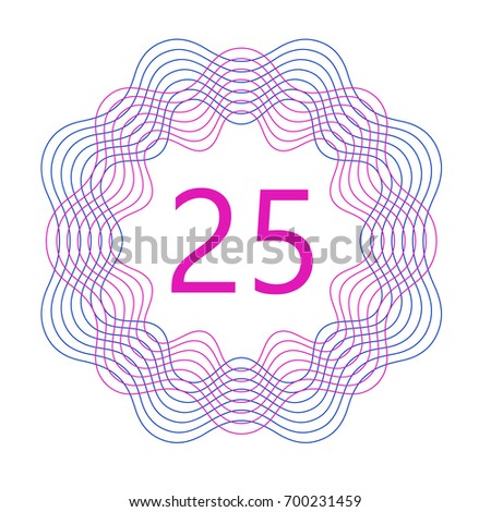 Guilloche vector element for use in certificates, vouchers or awards, unique form for a frame, graphic design of lines in blue and pink