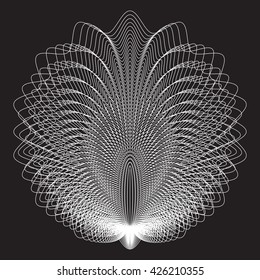 Guilloche vector elements. abstract vector sign. White guilloche decorative elements on a black background. Decorative element of many fine white lines on a black background