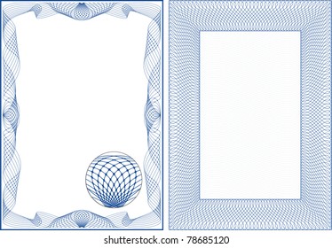 Guilloche vector frame for diploma or certificate