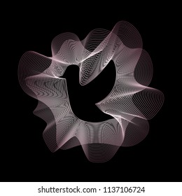 Guilloche vector logo icon of bird
