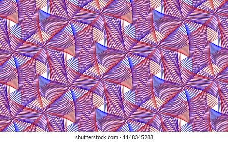Guilloche vector seamless pattern. 3d color background with optical blending