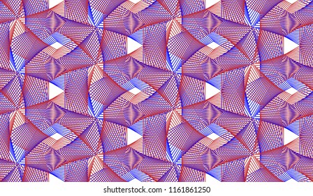 Guilloche vector seamless pattern. 3d color background with optical blending