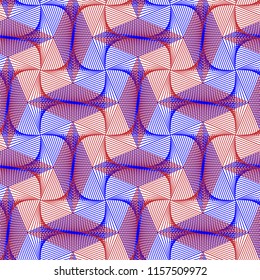 Guilloche vector seamless pattern. Color background with thin lines and optical blending effect