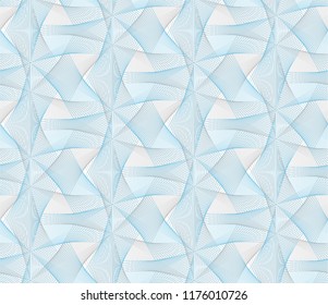 Guilloche vector seamless pattern. Color background with thin lines and optical blending effect