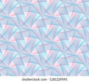 Guilloche vector seamless pattern. Color background with thin lines and optical blending effect
