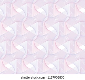 Guilloche vector seamless pattern. Color background with thin lines and optical blending effect