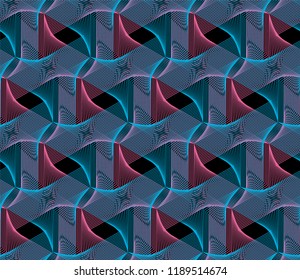 Guilloche vector seamless pattern. Color background with thin lines and optical blending effect