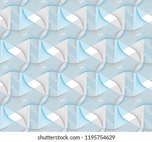 Guilloche vector seamless pattern. Color background with thin lines and optical blending effect