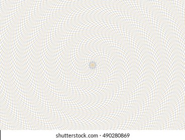 Guilloche vector spiral background grid with rosette in center.