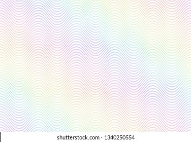 Guilloche Watermark Texture. Textured Passport Paper, Banknote Secure Rainbow Pattern And Color Line Waves. Monochrome Money Currency Watermark Or Diploma Certificate Vector Seamless Background