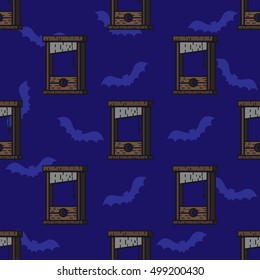 Guillotine blue pattern. Halloween background. RIP concept design art. Texture for print, t-shirt, textile, clothes, banner, website, app, card. Vector illustration.