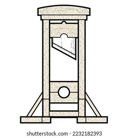 Guillotine, Todesstrafe durch Enthauptung, Hinrichtung von Kopf und Mittelalter, Dekollationsmaschine mit Klinge, Vektorgrafik