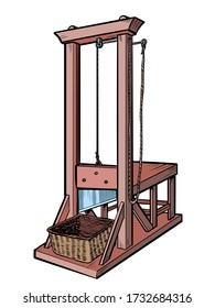 Guillotine. An Execution Weapon From The French Revolution. Comics Caricature Pop Art Retro Illustration Drawing