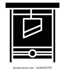 Guillotine icon Flat outline fill black and white
