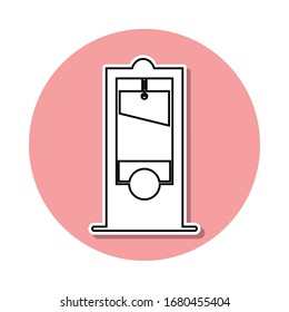 Icono de pegatina de Guillotine. Línea delgada simple, contorno vectorial de los iconos de la muerte para ui y ux, sitio web o aplicación móvil