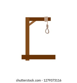 Guillotine vector flat icon execution death cutter. Equipment old illustration symbol tool punishment medieval