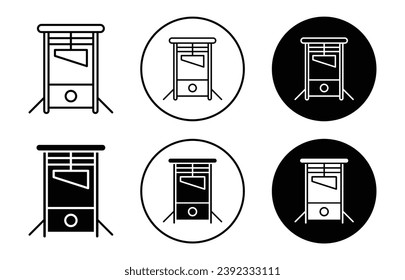 Guillotine vector icon set in black filled and outlined style.