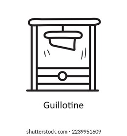 Guillotine Vector Outline Icon Design illustration. Medieval Symbol on White background EPS 10 File