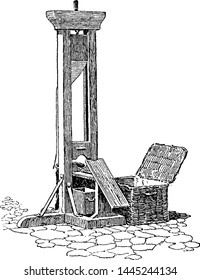 Guillotine Vintage Engraved Illustration Drawing. 