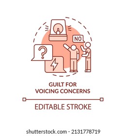 Guilt for voicing concerns terracotta concept icon. Sign of emotional manipulation abstract idea thin line illustration. Isolated outline drawing. Editable stroke. Arial, Myriad Pro-Bold fonts used