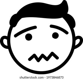 Guilty boy, icon illustration, vector on white background