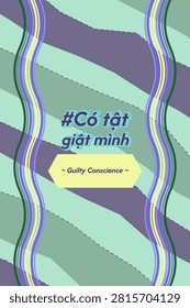 GUILTY CONSCIENCE expressed in Vietnamese lettering artwork in night evergreen void tones with soft torn paper strata pattern