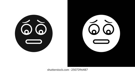 Guilty face emoji icon Flat vector set outline