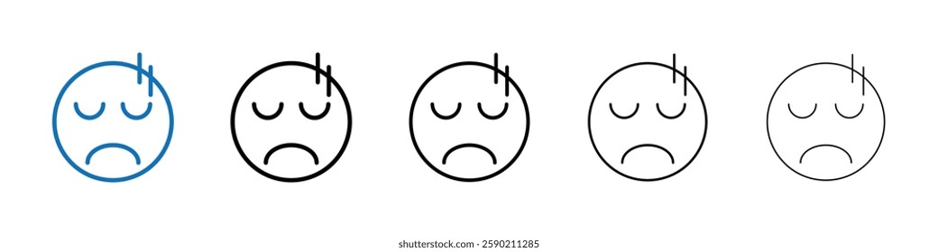 Guilty face emoji icon Outline vector logo for web ui