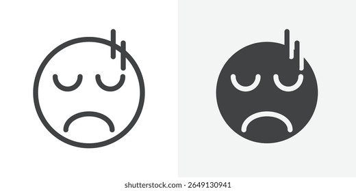 Culpado face ícone emoji Contorno sinal de vetor