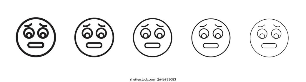 Guilty face emoji icon thin flat outline style vector sign