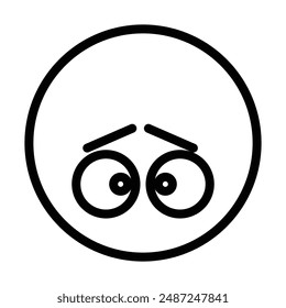 Guilty face emoji linear logo mark in black and white