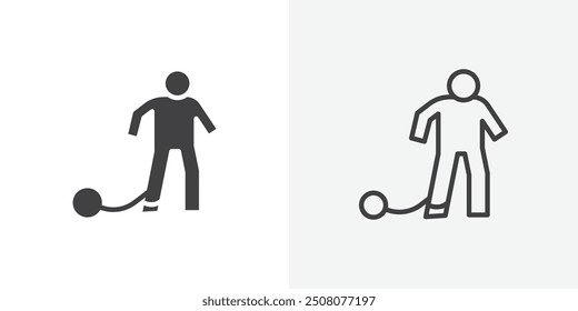 Guilty human icon in solid and outlined style