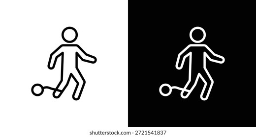 Ícone humano culpado em estilo linear fino traçado na moda.