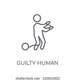 guilty human linear icon. Modern outline guilty human logo concept on white background from Feelings collection. Suitable for use on web apps, mobile apps and print media.