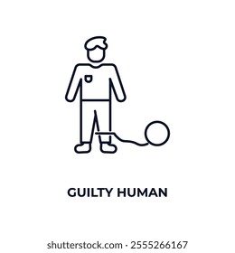 guilty human outline icon. Linear vector from feelings concept. Thin line guilty human icon isolated on white background