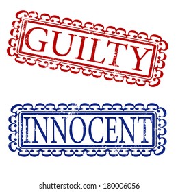 guilty innocent grunge stamp with on vector illustration