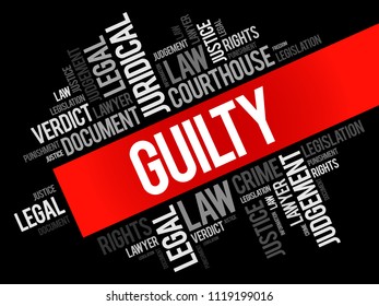 Guilty word cloud collage, law concept background