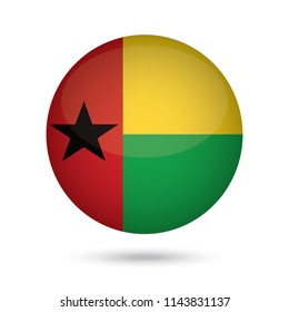 Guin Bissau glossy round button. Vector Illustration EPS10.