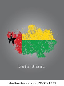 Guin-Bissau grunge old state flag