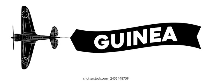 Anuncio de publicidad de Guinea está unido al avión