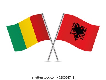 Guinea and Albania flags.Vector illustration.