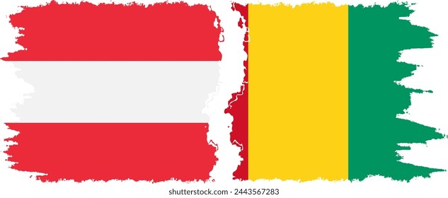 Guinea and Austria grunge flags connection, vector